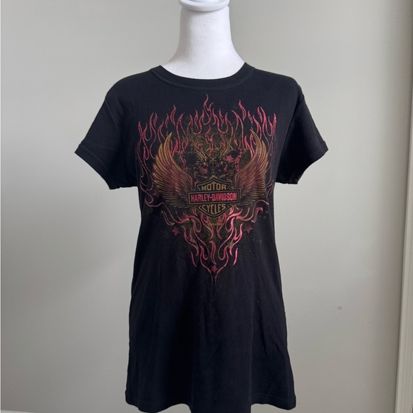 Harley-Davidson Women’s Short Sleeve Black Flame Tee from Charleston,SC Size XL - Picture 2 of 8